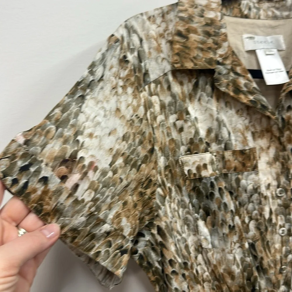 Steele brown cotton shirt dress ruffle M - Picture 3 of 7